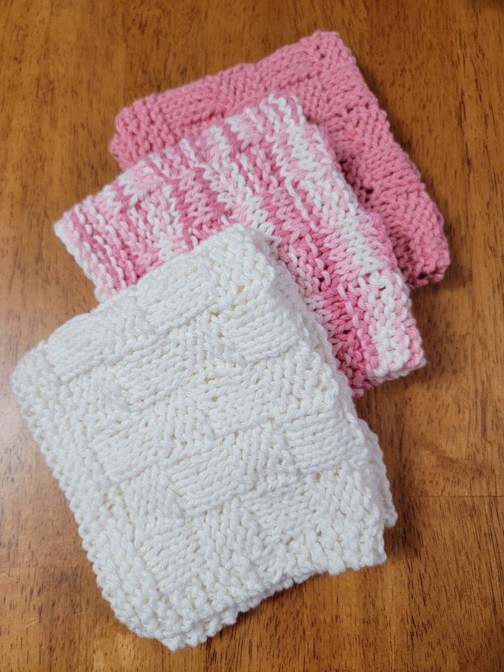 Vintage Style Handknit Cotton Cloths for Bath or Kitchen Set of 3